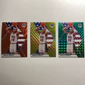 2019-20 Panini Mosaic Charles Barkley Gold Wave, Red Wave & Green Mosaic - USA